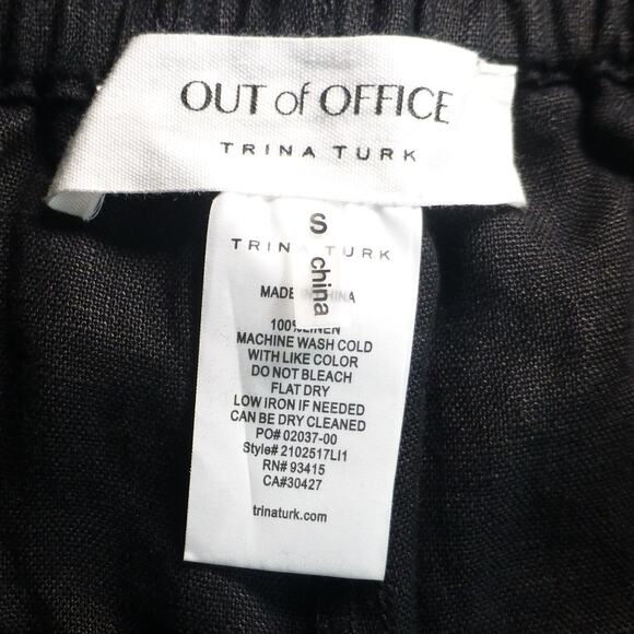 Trina Turk Linen Tiered Wide Leg Pants Small Black Boho Resort Out of Office - Picture 4 of 5